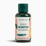 The Body Shop Pink Grapefruit shower gel bottle on a white background