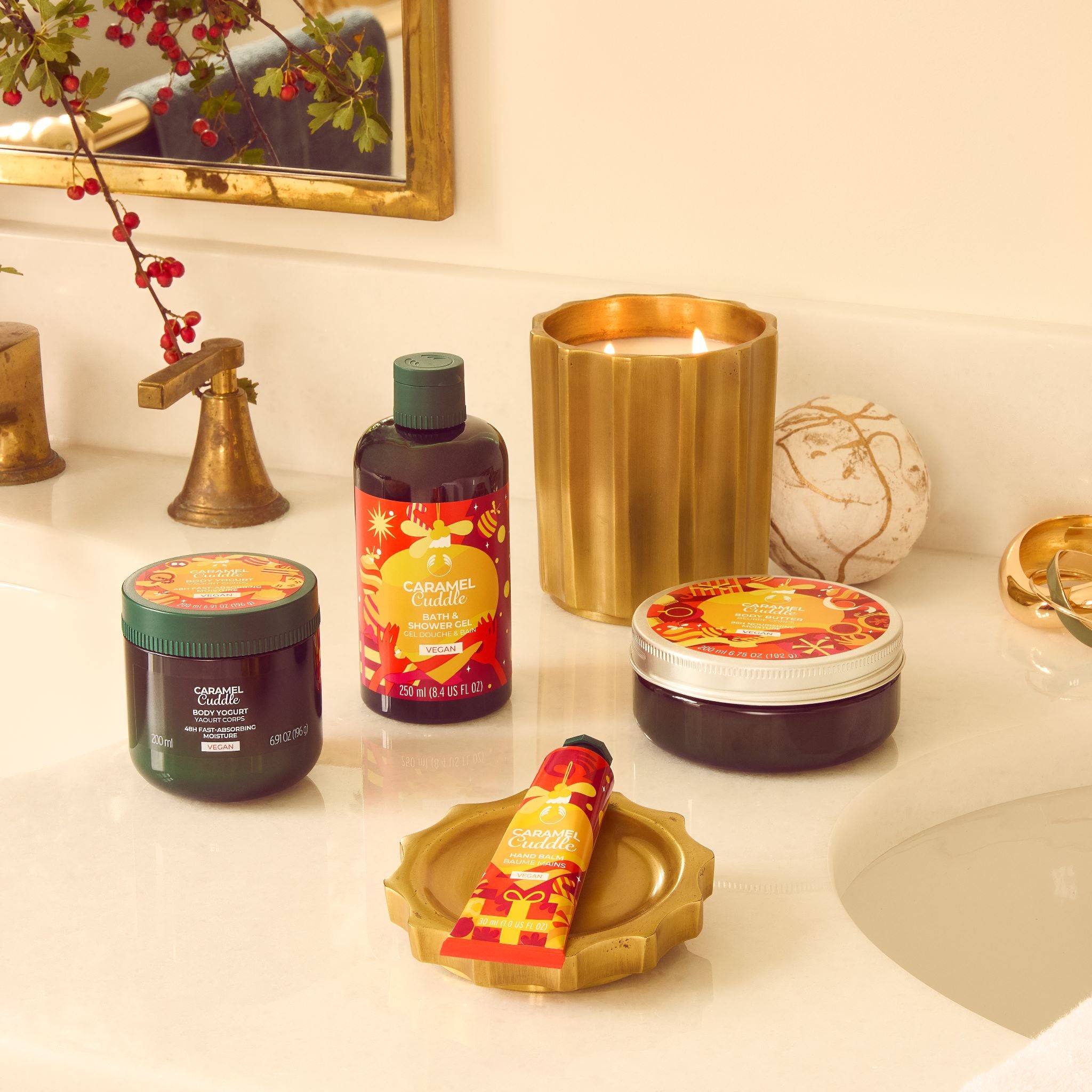 Caramel Cuddle lifestyle range - The Body Shop