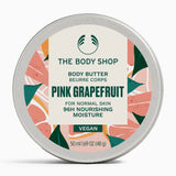 The Body Shop Pink Grapefruit body butter container on a white background