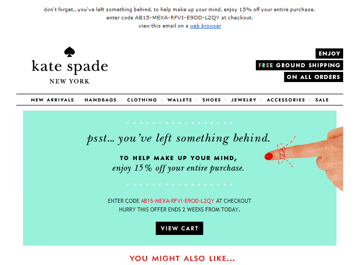 cart abandonment email